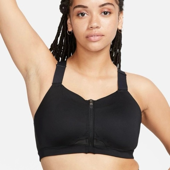 NIKE Dri-Fit Alpha Full Zip Sports Bra Black Size XXL - Picture 1 of 13